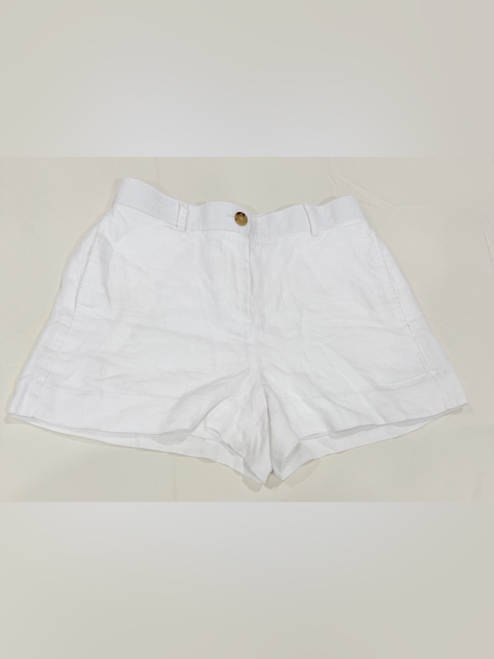 J. Crew White High-Waist Linen-Blend Shorts 100% linen